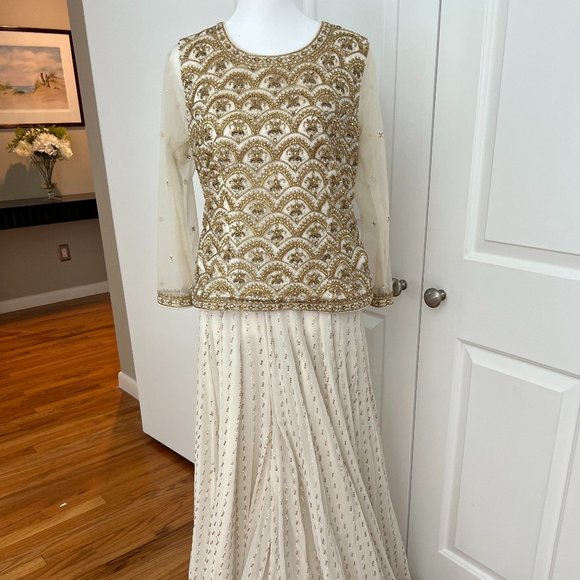 Cream and gold Indian Palazzo set - Picture 1 of 10